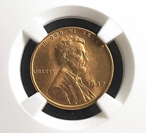 1937 1c LINCOLN WHEAT NGC MS 66 RD - Picture 1 of 8