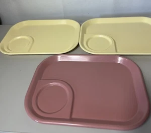Lot of 3 Rubbermaid 3850 Lunch/Snack TV Trays Cafeteria Camp Plate Melamine - Picture 1 of 5
