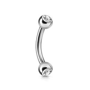Anillos para cejas curvados de acero 16 g 316 L doble gema transparente de 10 piezas al por mayor joyería corporal - Imagen 1 de 3
