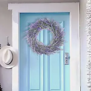 18'' Artificial Lavender Wreath Greenery Garland Front Door Home Decorations - Picture 1 of 7