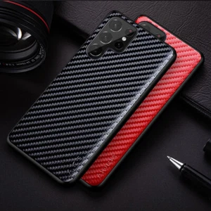 Funda de cuero PU híbrida ultra lujosa de fibra de carbono para Samsung Galaxy S23+ - Imagen 1 de 12