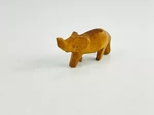 Vintage Hand Carved Wood Wooden Elephant Figure Figurine Type Case Size 2.5"L L4 - Picture 1 of 5