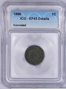 1866 Indian Cent 1C ICG EF45 XF45 Details - Picture 1 of 2