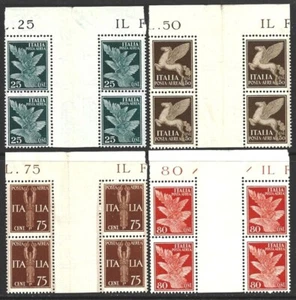 Italy 1930-32 Airmail 4 values GUTTER BLOCK #C12-C15 Fine NH - Bild 1 von 2