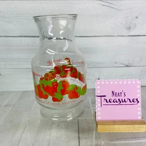 1980 Anchor Hocking STRAWBERRY SHORTCAKE Glass Carafe 9" Beverage Pitcher - Picture 1 of 16