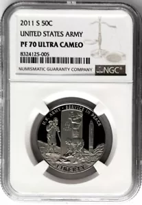 2011 S United States Army Proof Commemorative Half Dollar 50C NGC PF70 - Picture 1 of 2