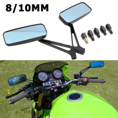 MOTORCYCLE 8/10MM RECTANGLE REARVIEW MIRRORS FOR HONDA SUZUKI KAWASAKI YAMAHA US - Image 1 of 4