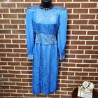 Francesca of Damon Starington Blue Vintage Silk Bead Embellished Midi Dress 6