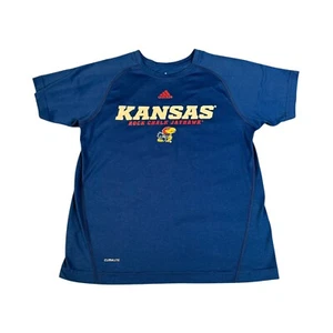 Adidas Kansas Basketball Rock Chalk Jayhawk Boys M 10/12 Short Sleeve Blue Shirt - Picture 1 of 9