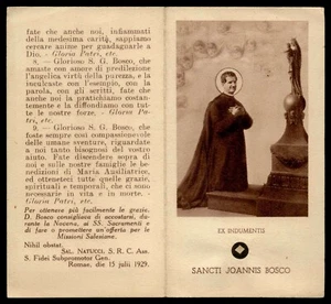con RELIQUIA: EX INDUMENTIS ST JOHN BOSCO Antigua TARJETA SAGRADA con SELLO - Imagen 1 de 4
