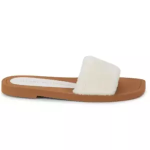 NWT STUART WEITZMAN Cammy Slide Sandal White Sheep Shearling Leather size 6.5 - Picture 1 of 8