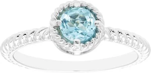Solitaire Genuine Swiss Blue Topaz Oval Blue Topaz 14K Yellow Gold Plated Ring - Picture 1 of 7
