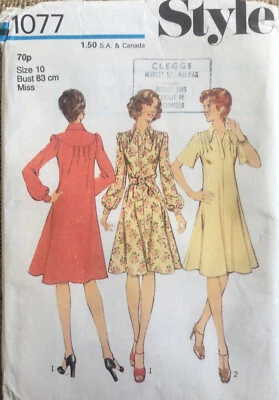 Vtg 1970s 80s Style Sewing Pattern Style Dress With Back Yoke Size 10 Bust 32 - Image 1 of 2