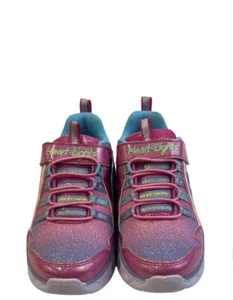 Skechers Girl's Lightweight Heart Lights Shimmery Rainbow Sneaker Pink /Multi - Picture 1 of 7