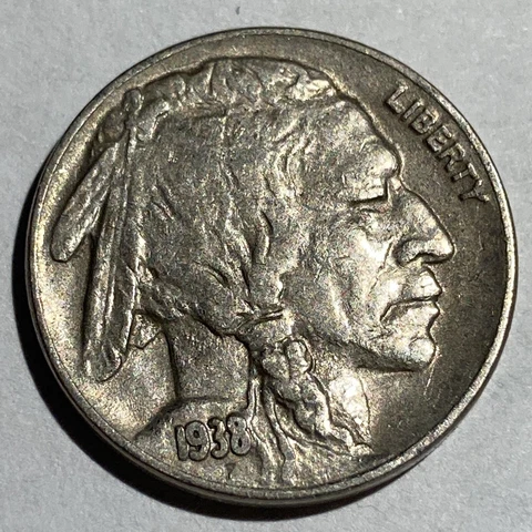 F/VF 1938-D Buffalo Nickel Denver Mint Very Fine - Last Year of Issue Coin Cover
