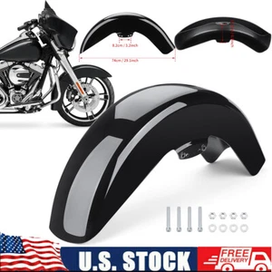 Wrap Front Fender Gloss Black Fit For Harley Road Glide Street Glide 2014-2024 - Picture 1 of 12