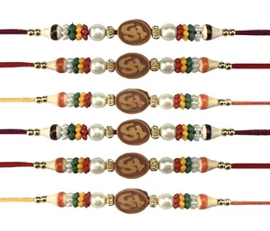 6 x Rakhi Threads Aum Om Rakhi Bracelets Raksha Bandhan Rakhi Rakhari Dora Hindu - Picture 1 of 7