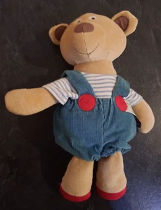 Mamas & Papas The Buttons brown bear blue dungarees plush hug soft toy 13” Long - Picture 1 of 3