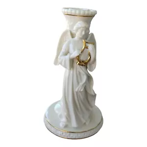 Lenox Angelo Bianco Porcellana Con Portacandele Arpa e Accenti Oro 6,75 - Foto 1 di 3