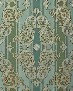 EDEM 580-35 Baroque Wallpaper Textile Look Metallic Effect Pine-Green Gold 5.33m2 - Picture 1 of 7