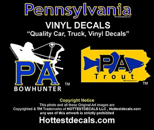 Pennsylvania Trout Fish Waterproof Decal Vinyl Car Truck Sticker PA BOWHUNTER - Picture 1 of 10
