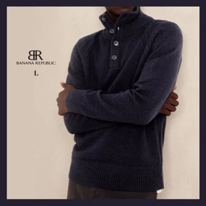 NWT - Banana Republic Men's Navy Blue Pierro Italian Wool Sweater Sz L - $110 - Picture 1 of 6