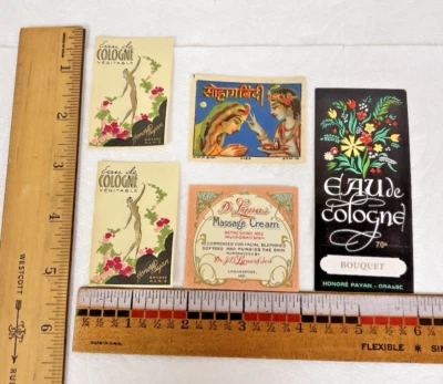 Antique Late 1800-1920's French Plus Perfume & Soap Original Labels Floral Gold - Image 1 of 4
