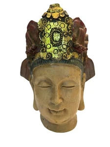 Escultura de cabeza de diosa busto BUDDHA de colección tallada pintada resina 8,5 pulgadas - Imagen 1 de 5
