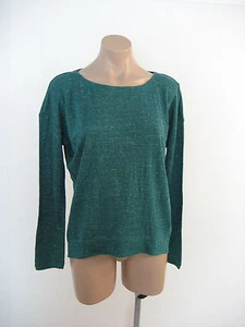 Camiseta deportiva de lino orgánico EILEEN FISHER mezcla verde ártico cuña XS NUEVA CON ETIQUETAS $178 - Imagen 1 de 9