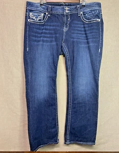 VIGOSS The Chelsea Boot Cut Jeans Women's Sz 22 Dark Wash Embroidered Rhinestone - Picture 1 of 22