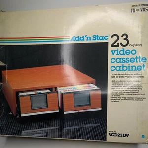 NEW Vintage Video Cassette Cabinet Holds 23 VHS Tapes - Picture 1 of 8
