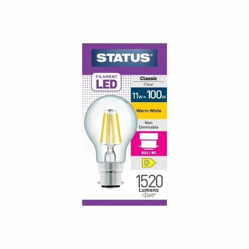 STATUS FILAMENT NGLS 11W=100W=1320LM CLEAR LED - Image 1 of 1