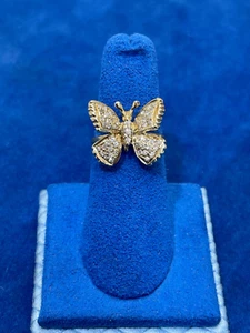 Butterfly Diamond Ring in 14k Yellow Gold 0.65 ctw Size 5.5 - Picture 1 of 6