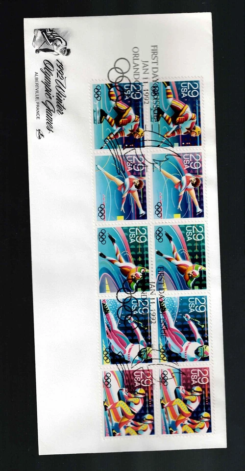 US Scott #2611-15, First Day Cover 1/11/92 Orlando Booklet Pane Olympics - Image 1 of 1