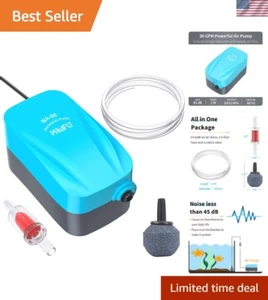 Aquarium 15-40 GPH Compact Air Pump Quiet Oxygen Aerator Pump with Air Stone/... - Picture 1 of 7