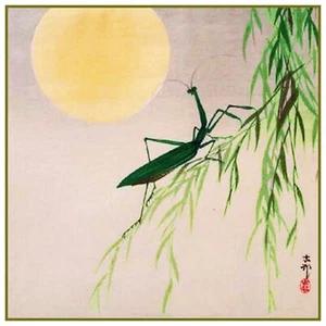 Praying Mantis Japanese Artist  Ohara Shoson Counted Cross Stitch Pattern - Picture 1 of 7