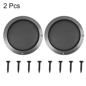 2pcs 6.5" Gray Car Speaker Cover Steel Mesh Sub Woofer Subwoofer Grill Protector - Picture 1 of 6