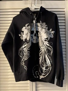 Vintage Converge Band Merch Full Zip Hoodie Small Silver Foil Metal Hardcore - Picture 1 of 3