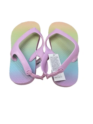 Chanclas/sandalias para niñas antiguas azul marino con estampado de arco iris talla 8 niño pequeño NUEVAS Foto 1 de 2
