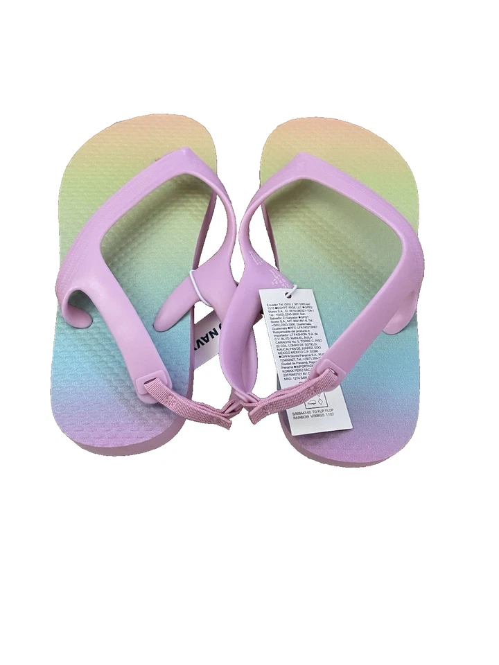 Girl's Old Navy Rainbow Print Flips Flops/ Sandals Size 8 Toddler NEW - Image 1 of 2