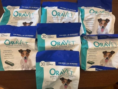NUEVO 7x OraVet Higiene Dental 30 Masticables Ea Perros Pequeños 10-24 LBS CADUCIDAD 25/03 Foto 1 de 4
