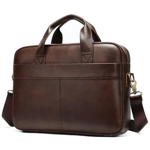 Vintage Men Laptop Briefcase Genuine Leather Business Travel Work Shoulder Bag - Picture 1 of 11