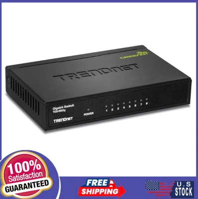 TRENDnet 8-Port Gigabit Switch, TEG-S82G, 16Gbps, Metal, Black - Image 1 of 4