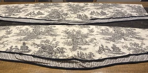 2 Waverly Garten Zimmer French Toile schwarz creme Inlett gewellte Streifen Volants - Bild 1 von 8