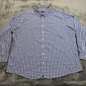 UNTUCKit Shirt Mens 3XL Tall Blue Warren Performance Stretch Gingham Check Plaid - Picture 1 of 15