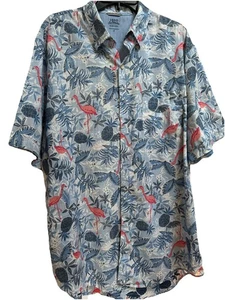 Izod Saltwater Tropical Flamingo Button Down Shirt Size Large Tall, Mens - Picture 1 of 16