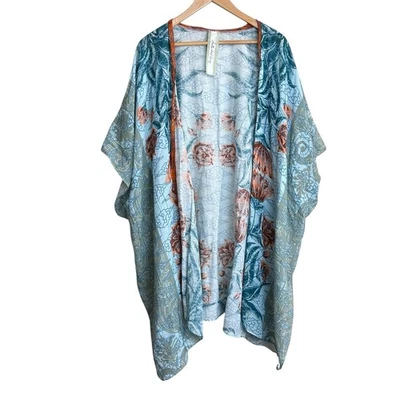 Anthropologie Aratta Silent Journey Boho Hippie Floral Kimono Plumero Encubrimiento OS Foto 1 de 4
