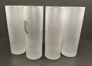 Set 4 Longdrinkgläser mattiert Safari Südafrika Dschungel Tier Cocktail 10 Unzen - Bild 1 von 10