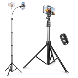 88" Phone Tripod, Selfie Stick Tripod with 14.95" Flexible Gooseneck, Overhea... - Picture 1 of 7