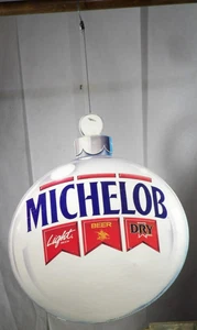 De colección 1991 Michelob Cerveza Grande Colgante Cartón Bola de Navidad Doble Cara Letrero - Imagen 1 de 8